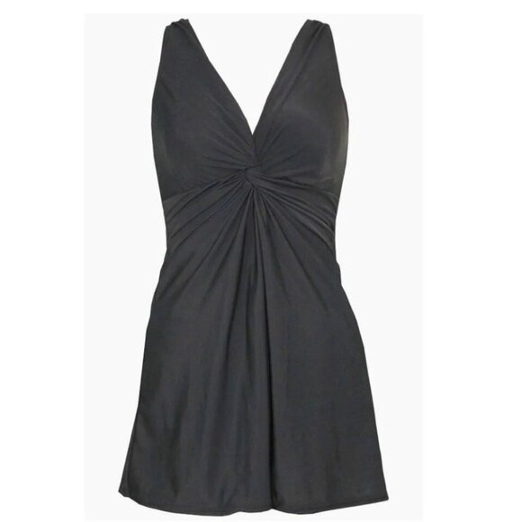 Miraclesuit Swimwear Marais Tummy Control Soft Cup Swim Dress Black Size 10 - Picture 1 of 15